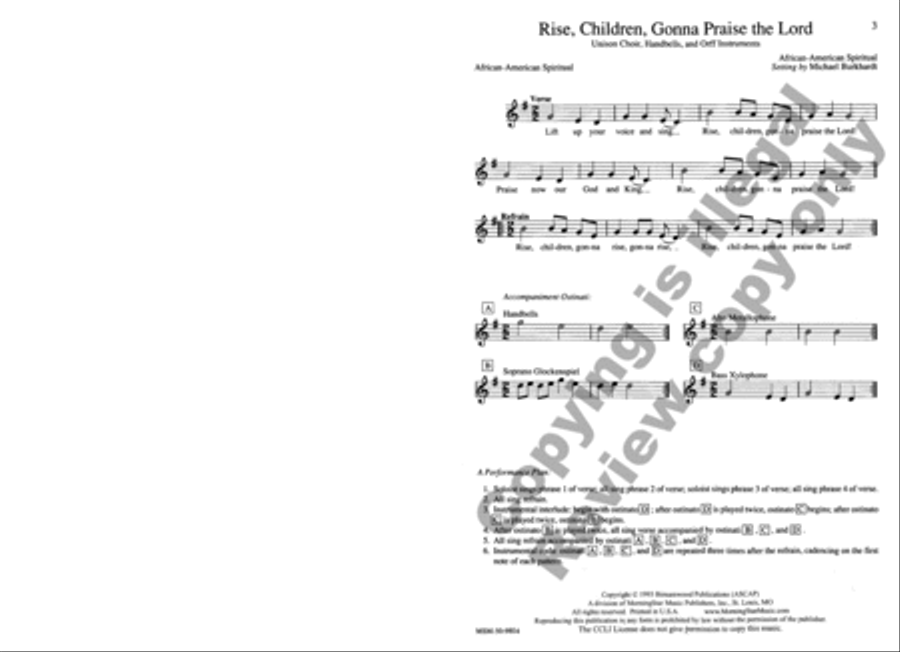 Rise, Children, Gonna Praise the Lord Unison Choir scores gallery preview page 2