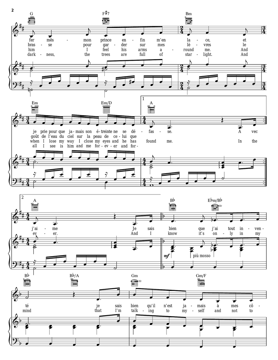 On My Own (Mon Histoire) [French version] Piano, Vocal, Guitar scores gallery preview page 2