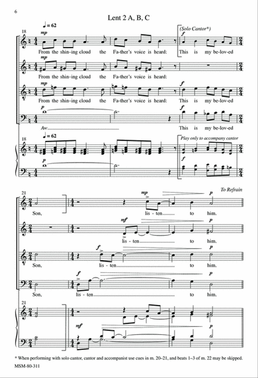 Gospel Acclamation for Lent 4-Part scores gallery preview page 6