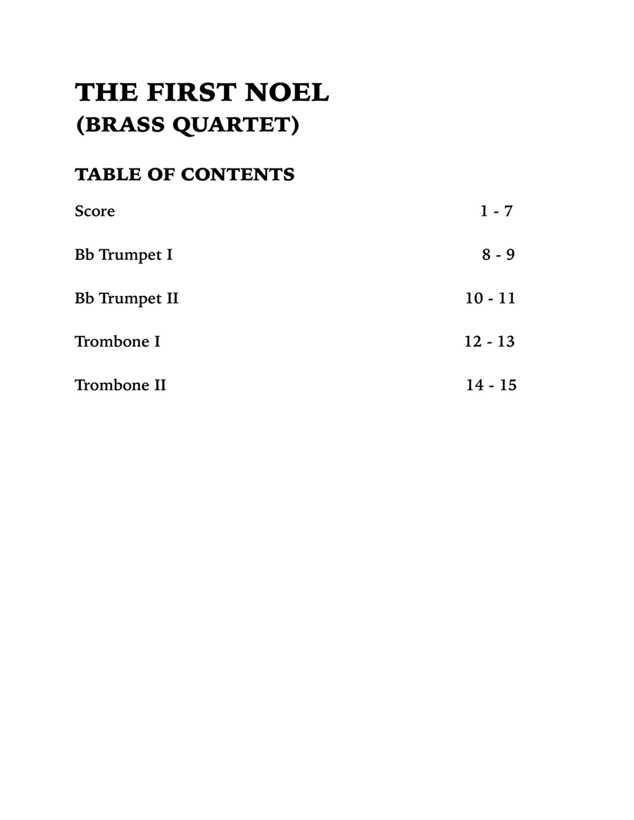 The First Noel (Brass Quartet): Two Trumpets and Two Trombones Brass Quartet scores gallery preview page 4