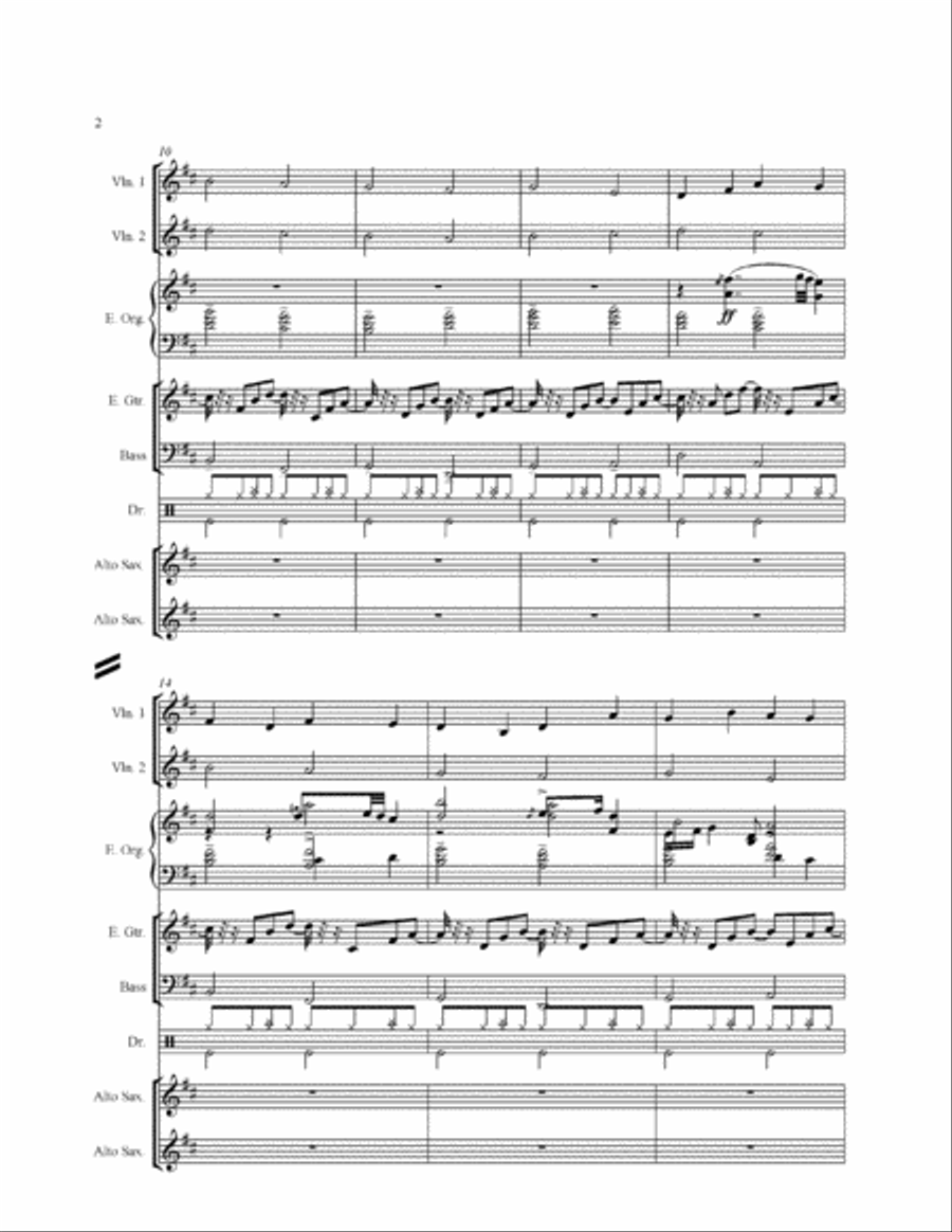 Pachelbel Canon for Electric Violin Duo with band parts and backing track on mp3 Small Ensemble scores gallery preview page 2