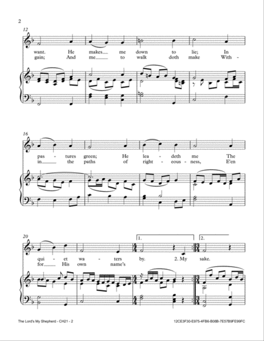 The Lord's My Shepherd The Lord's My Shepherd Medium Voice scores gallery preview page 2