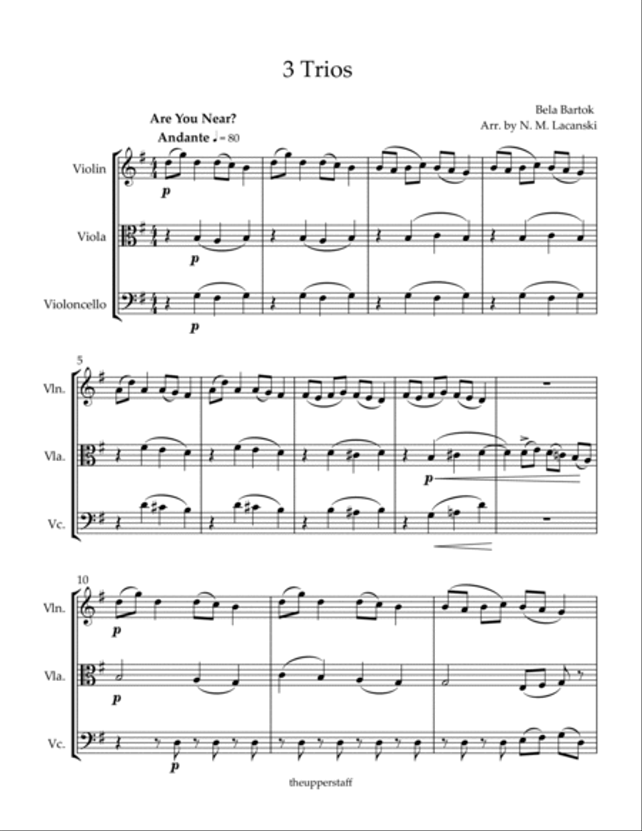 3 Trios Are You Near? Farmer in the Dell Waltz String Trio scores gallery preview page 2
