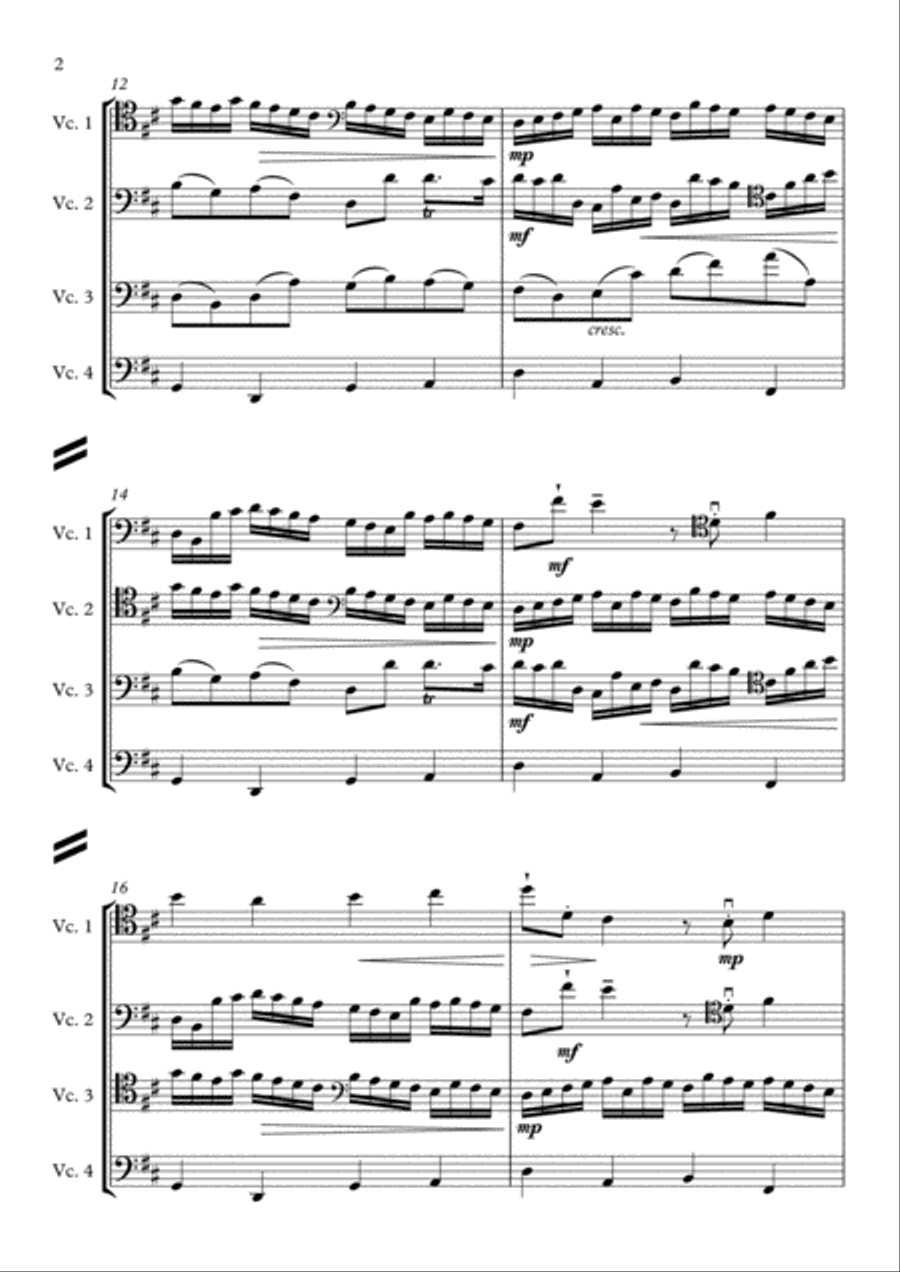 Canon in D (Cello Quartet) Chamber Orchestra scores gallery preview page 2
