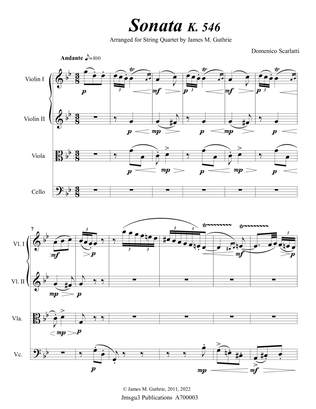 Scarlatti: Sonata K. 546 for String Quartet