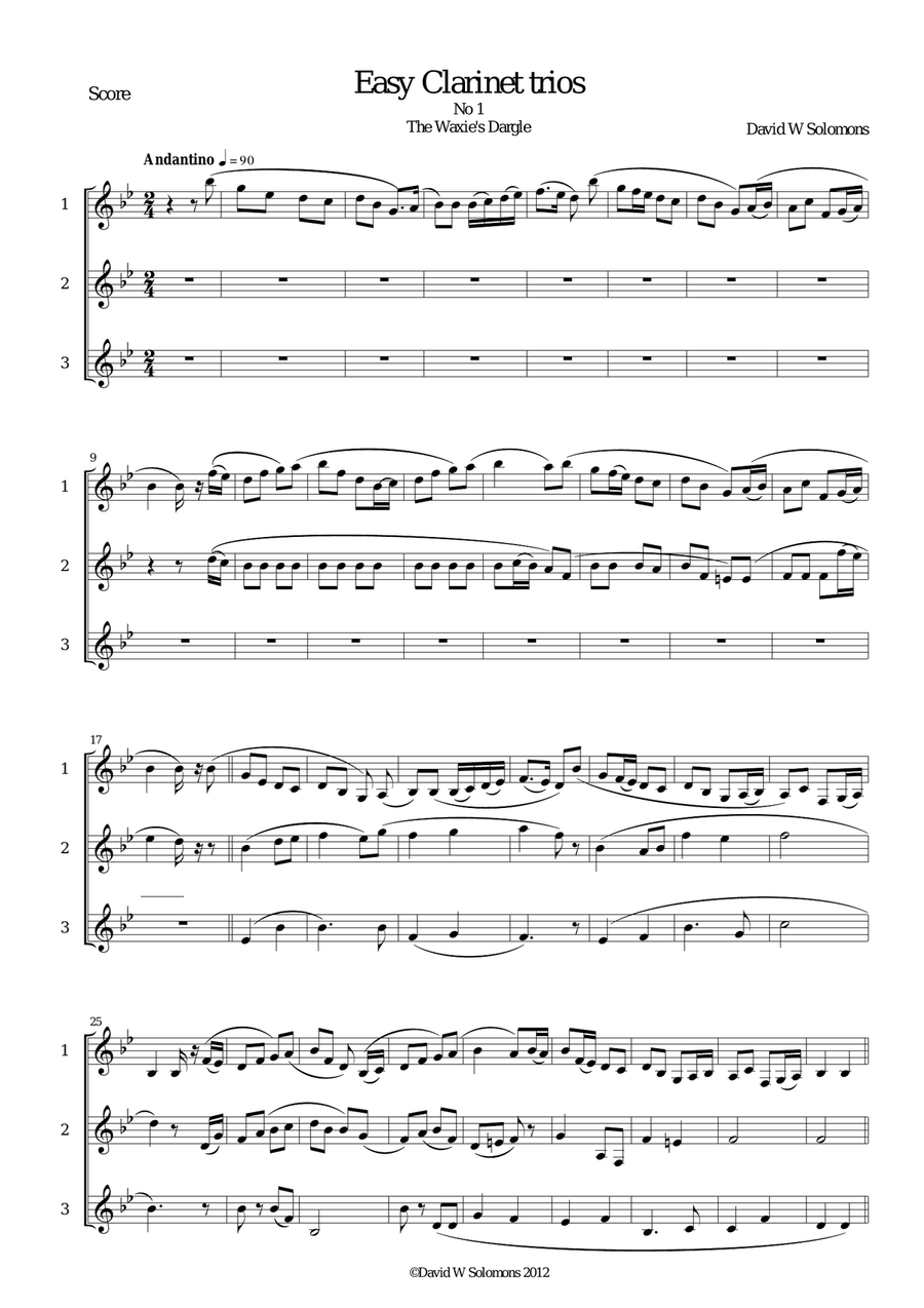 15 easy clarinet trios Clarinet Trio scores gallery preview page 1