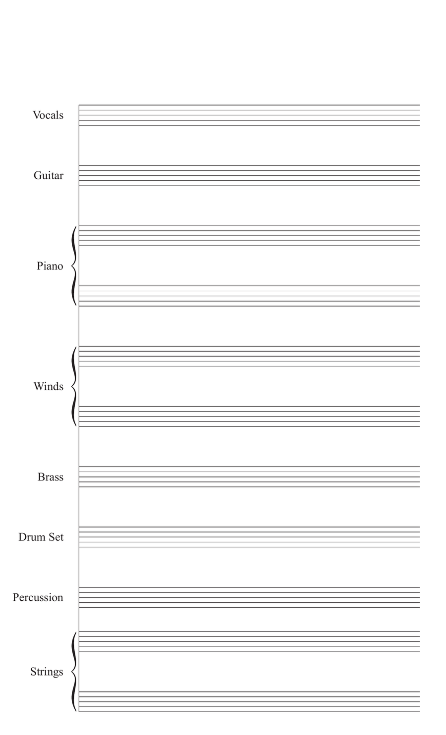 Modified Orchestral Template Manuscript Paper