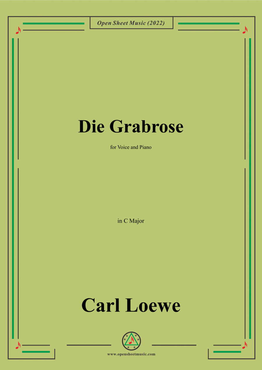 Loewe-Die Grabrose,in C Major,for Voice and Piano Voice Solo scores gallery preview page 1