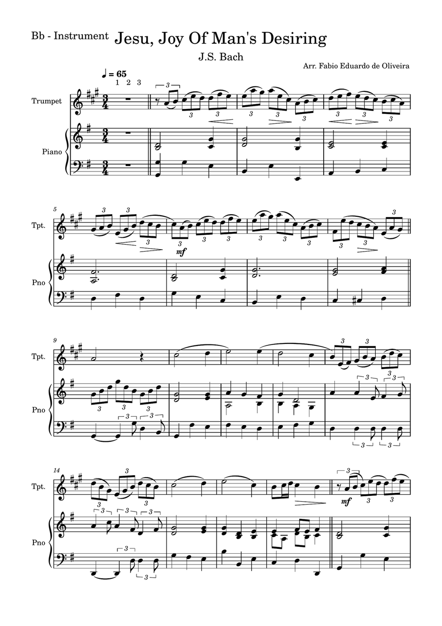 Jesu, Joy Of Men's Desiring (Bach) + FREE Playback + Pdf Solo and Piano Parts B-Flat Trumpet scores gallery preview page 2