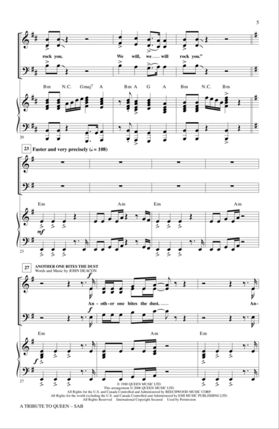 A Tribute To Queen (Medley) (arr. Mark Brymer) 3-Part scores gallery preview page 4