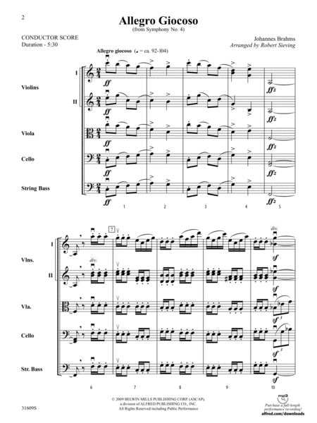 Allegro Giocoso (From Symphony No. 4): Score