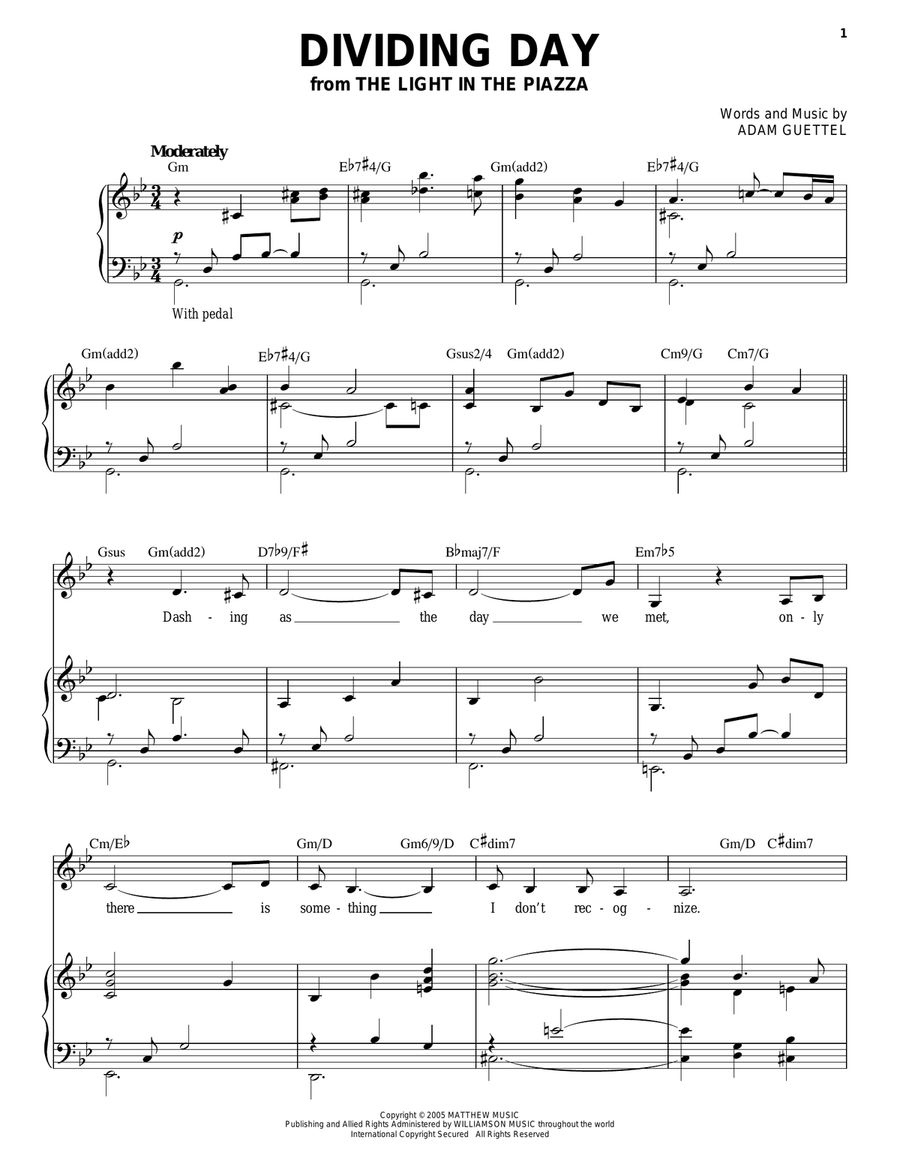 Dividing Day Piano, Vocal scores gallery preview page 1