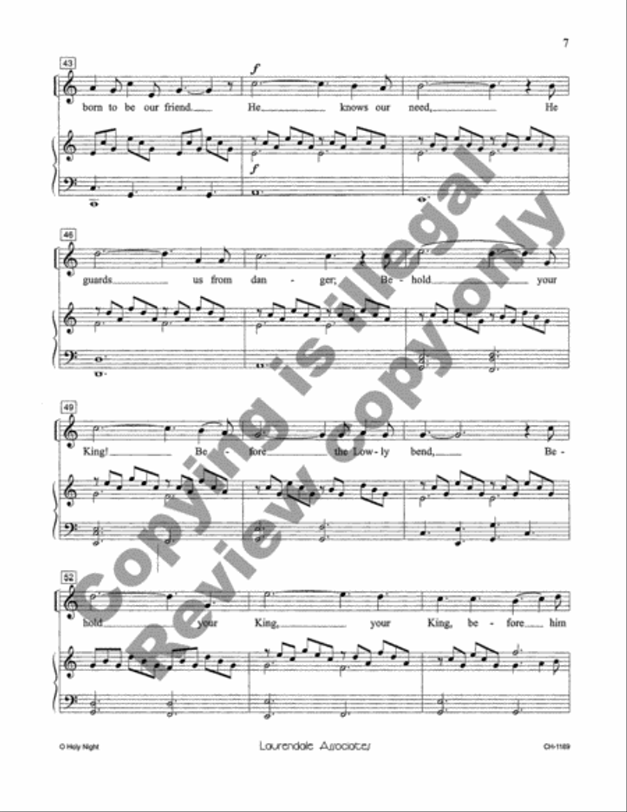 O Holy Night (Cantique de Noël) Unison Choir scores gallery preview page 7