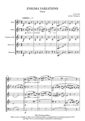 Elgar: Theme and Eight Variations (including Nimrod) from Enigma Variations Op.36 - wind quintet