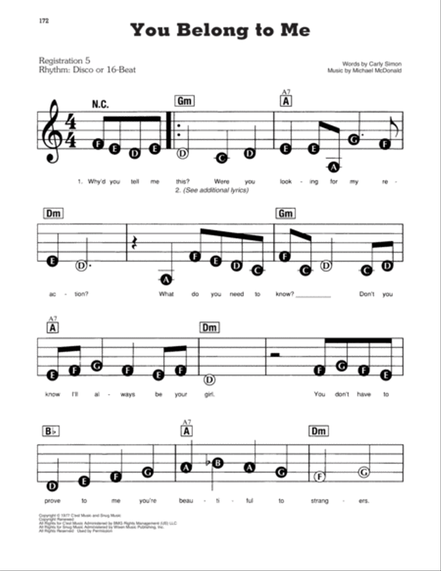 You Belong To Me Electronic Keyboard scores gallery preview page 1