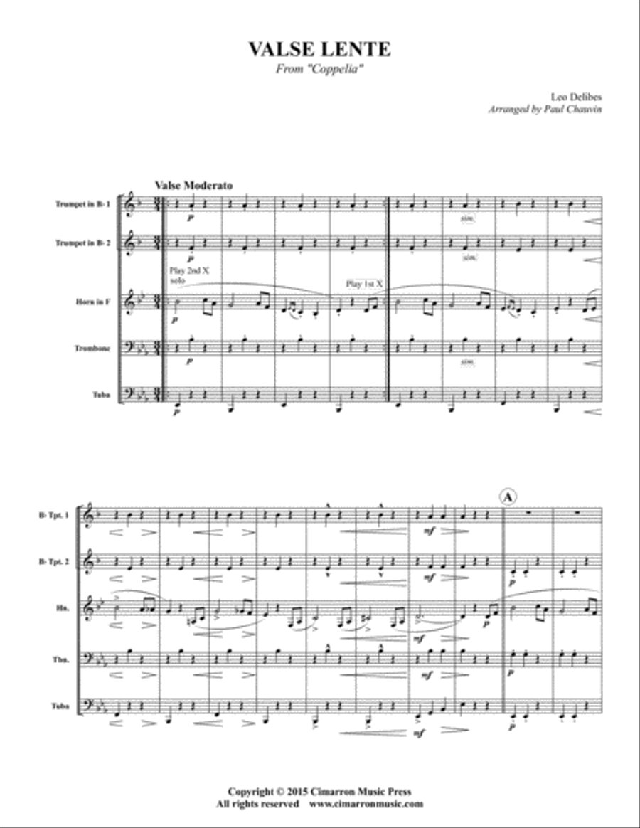 Valse Lente Brass Quintet scores gallery preview page 2