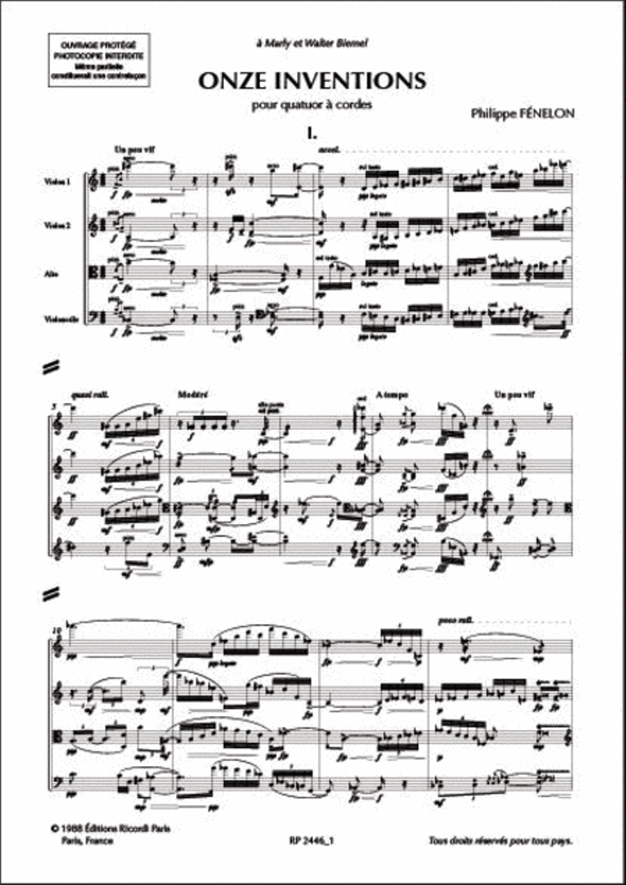 Onze Inventions (1998 - Rev. 2009) String Quartet scores gallery preview page 2