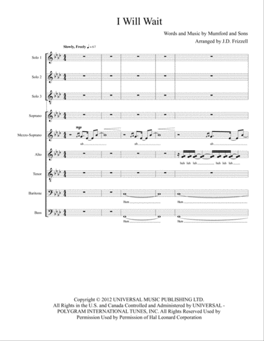 I Will Wait 4-Part scores gallery preview page 1