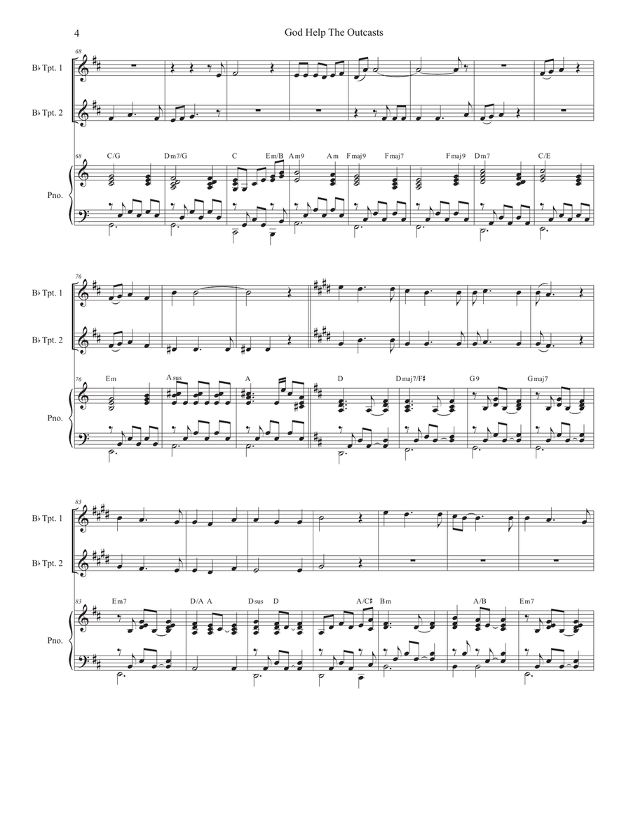 God Help The Outcasts Trumpet Duet scores gallery preview page 4