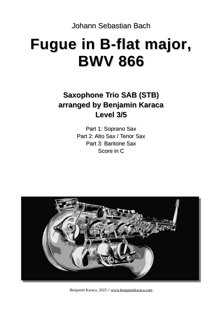Fugue in B-flat major, BWV 866 Woodwind Trio scores gallery preview page 1