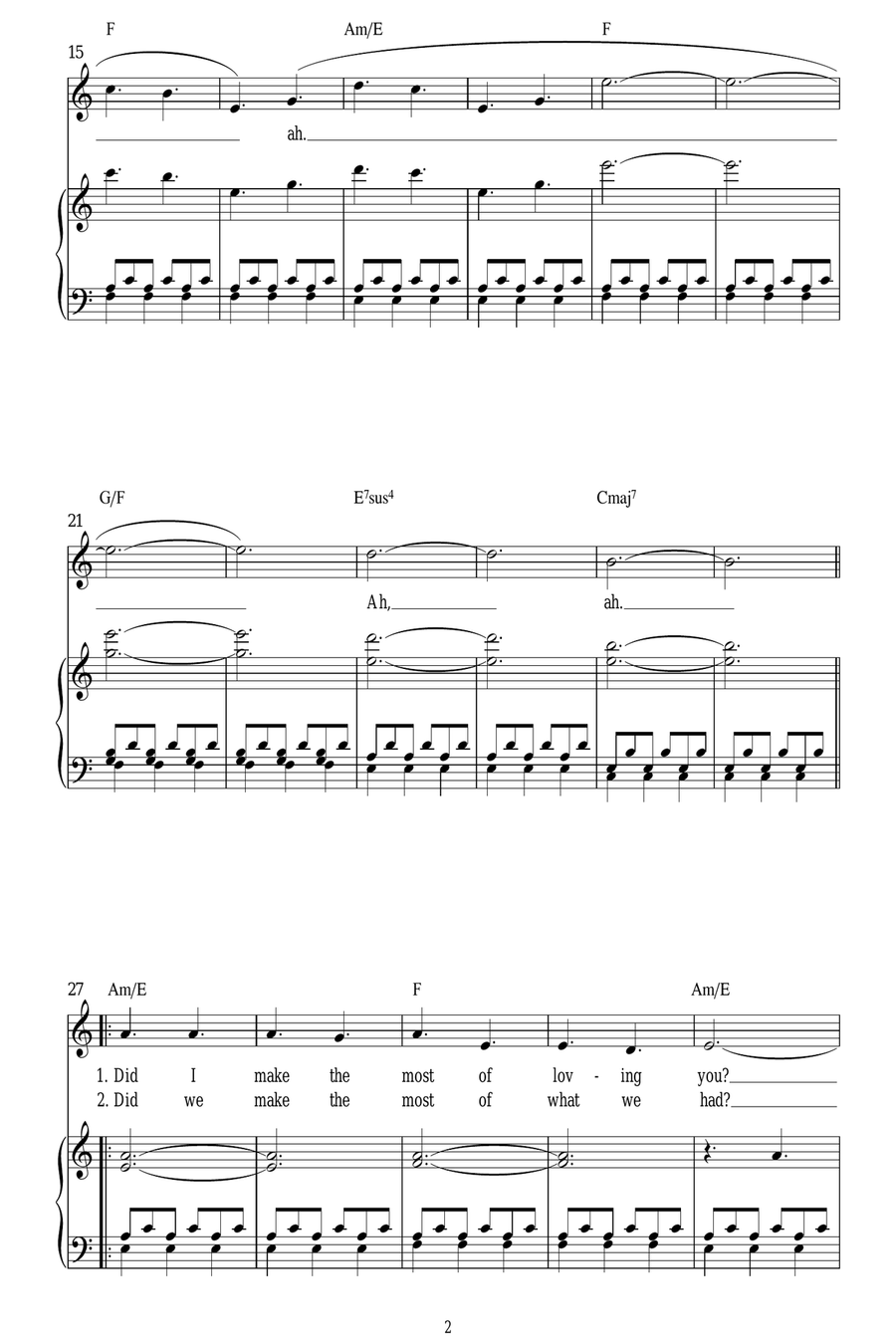 Did I Make The Most Of Loving You Piano Solo scores gallery preview page 2