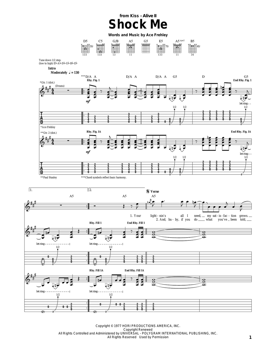 Shock Me Shock Me Acoustic Guitar scores gallery preview page 1