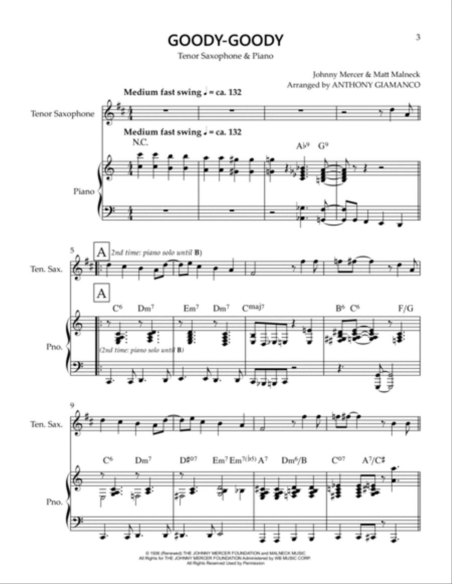 Goody Goody Tenor Saxophone scores gallery preview page 3