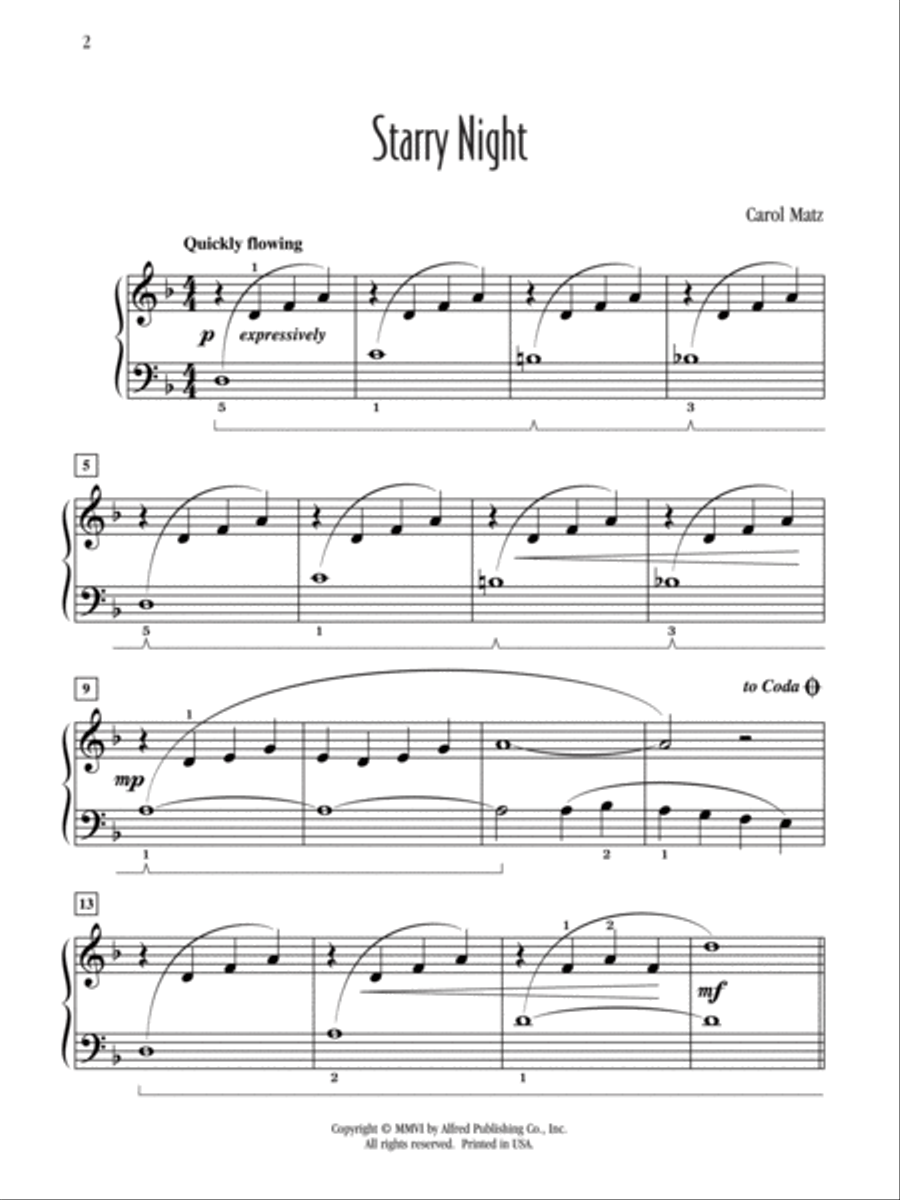 Starry Night Easy Piano scores gallery preview page 2