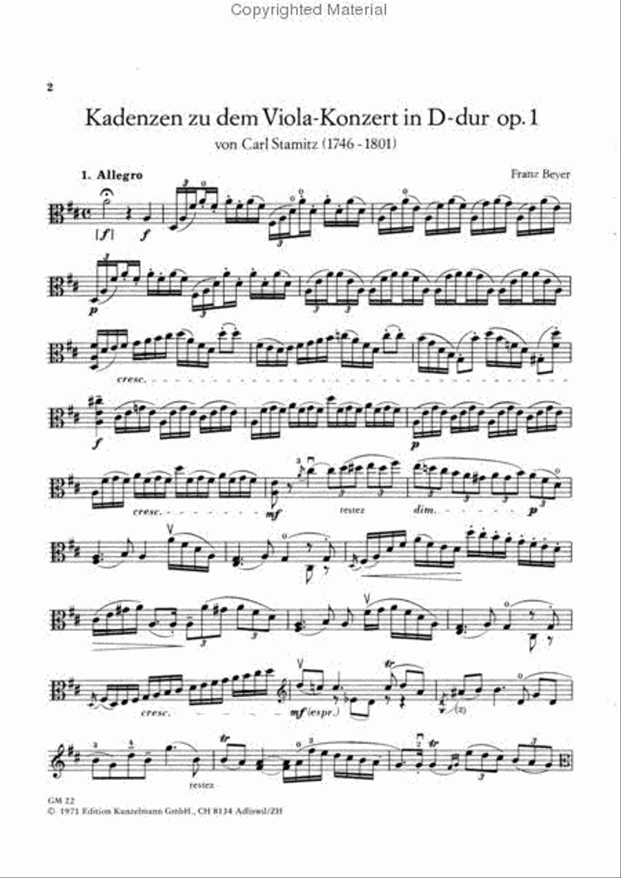 Cadenzas to Viola Concertos by Stamitz, Zelter and Hoffmeister Viola Solo scores gallery preview page 3