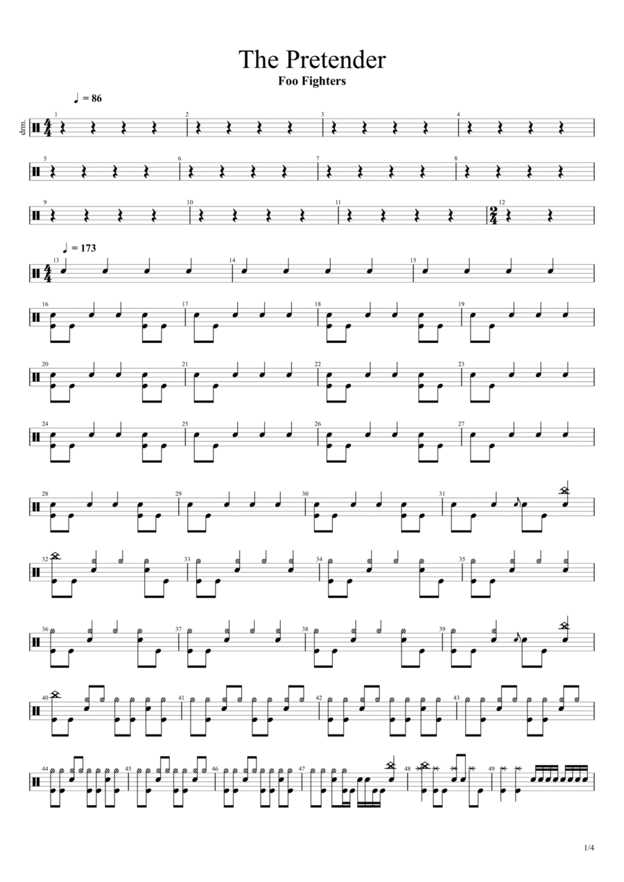The Pretender Drum Set scores gallery preview page 1