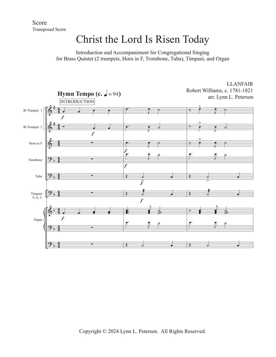 Christ the Lord Is Risen Today (LLANFAIR) Small Ensemble scores gallery preview page 5