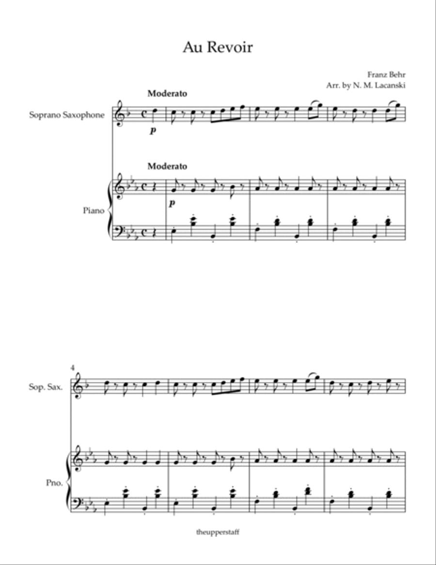 Au Revoir Au Revoir Soprano Saxophone scores gallery preview page 2