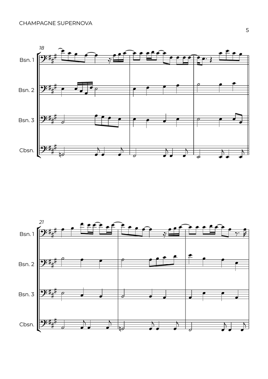 Champagne Supernova Bassoon Quartet scores gallery preview page 5