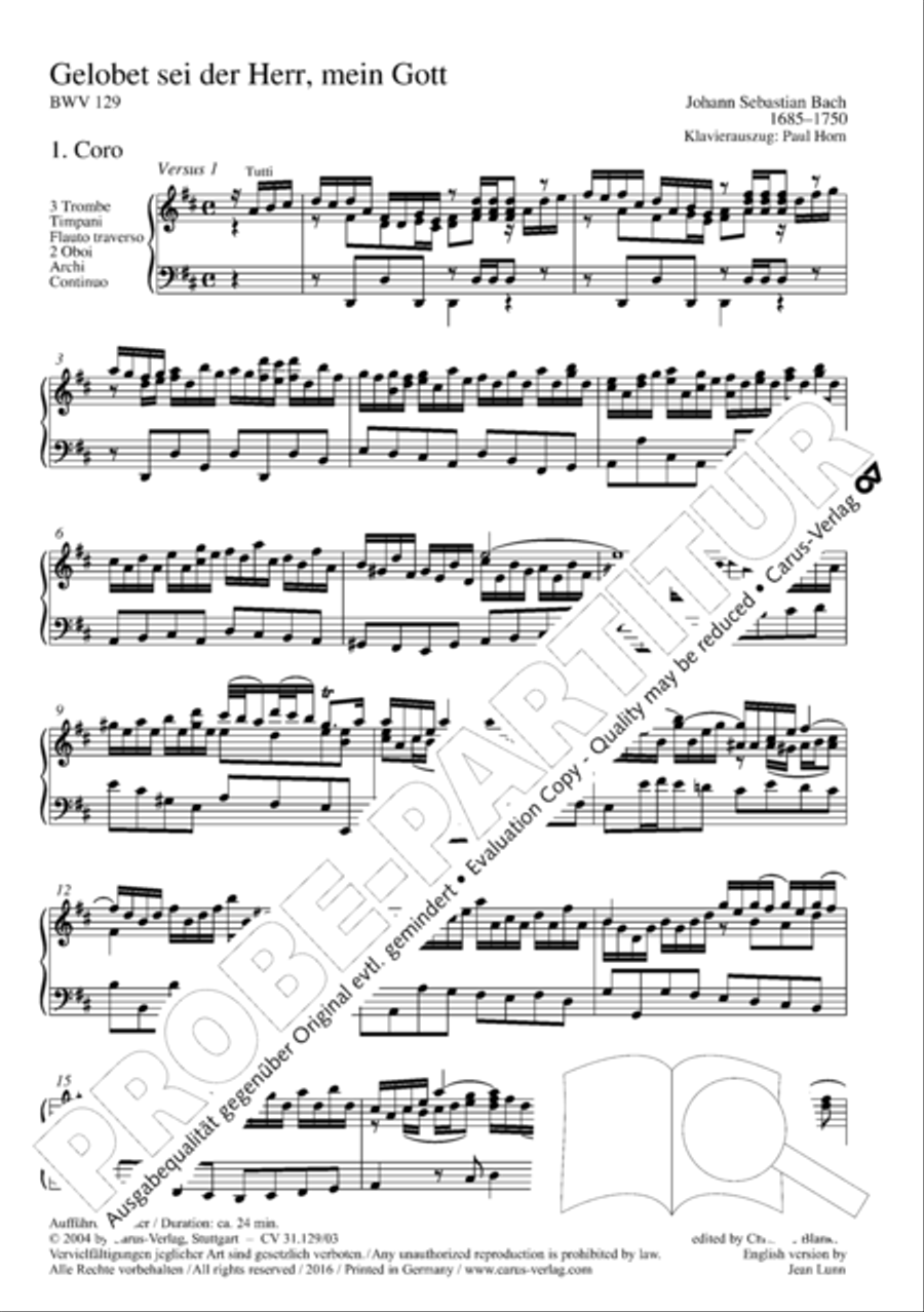 All glory to the Lord, our God (Gelobet sei der Herr, mein Gott) 4-Part scores gallery preview page 6