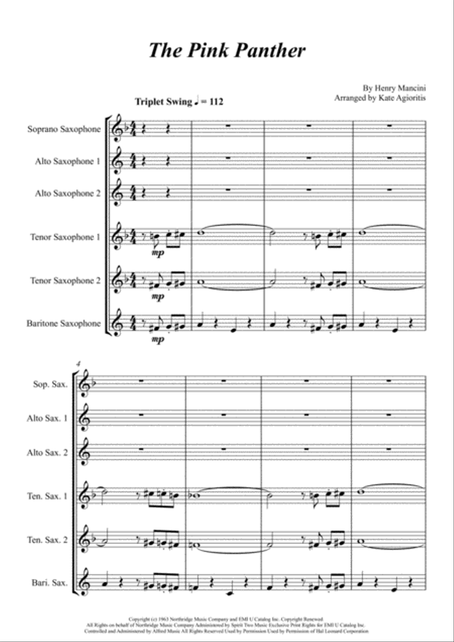 The Pink Panther from THE PINK PANTHER Woodwind Ensemble scores gallery preview page 2
