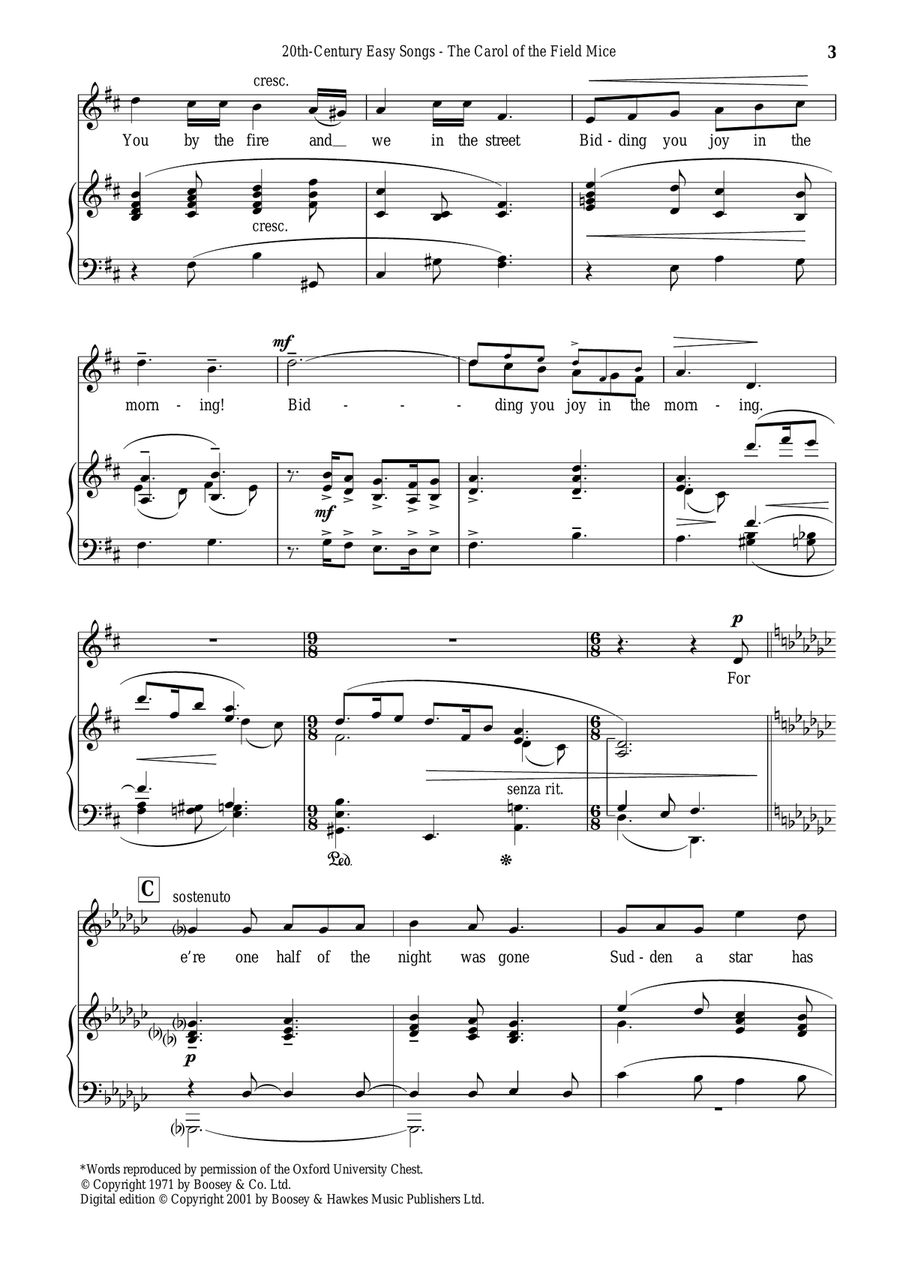 The Carol Of The Field Mice Piano, Vocal scores gallery preview page 3