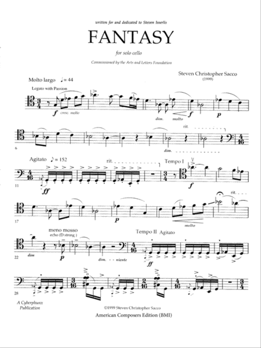 [Sacco] Fantasy for Solo Cello Cello Solo scores gallery preview page 5