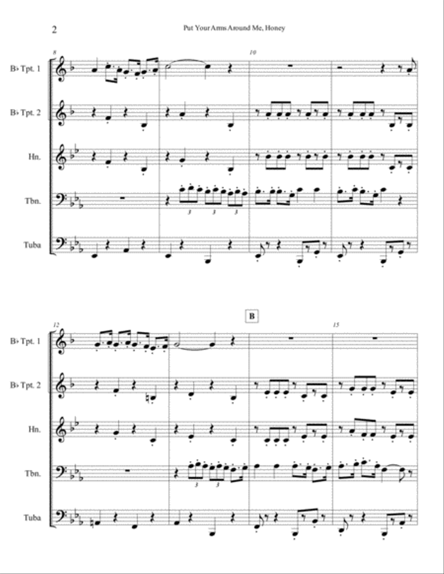 Put Your Arms Around Me, Honey Brass Ensemble scores gallery preview page 3