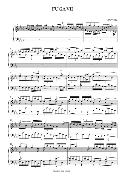 Bach-Fugue No. 7 in E-flat major, BWV 852 image number null