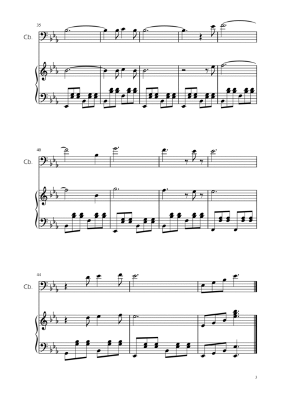 O Holy Night -String Bass Solo w/ Piano Double Bass scores gallery preview page 3