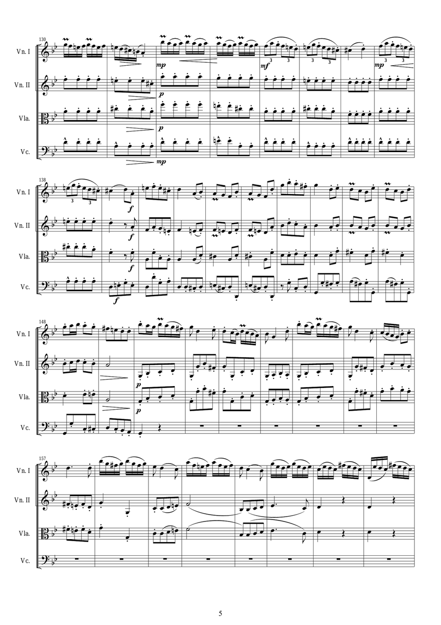 Vivaldi - Violin Concerto in G minor RV 317 Op.12 No.1 for String Quartet String Quartet scores gallery preview page 5