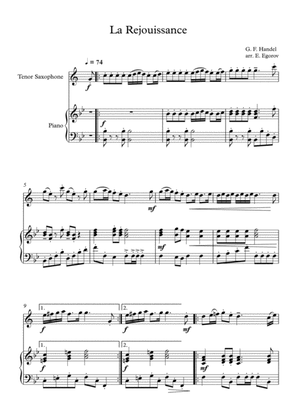La Rejouissance, George Frideric Handel, For Tenor Saxophone & Piano
