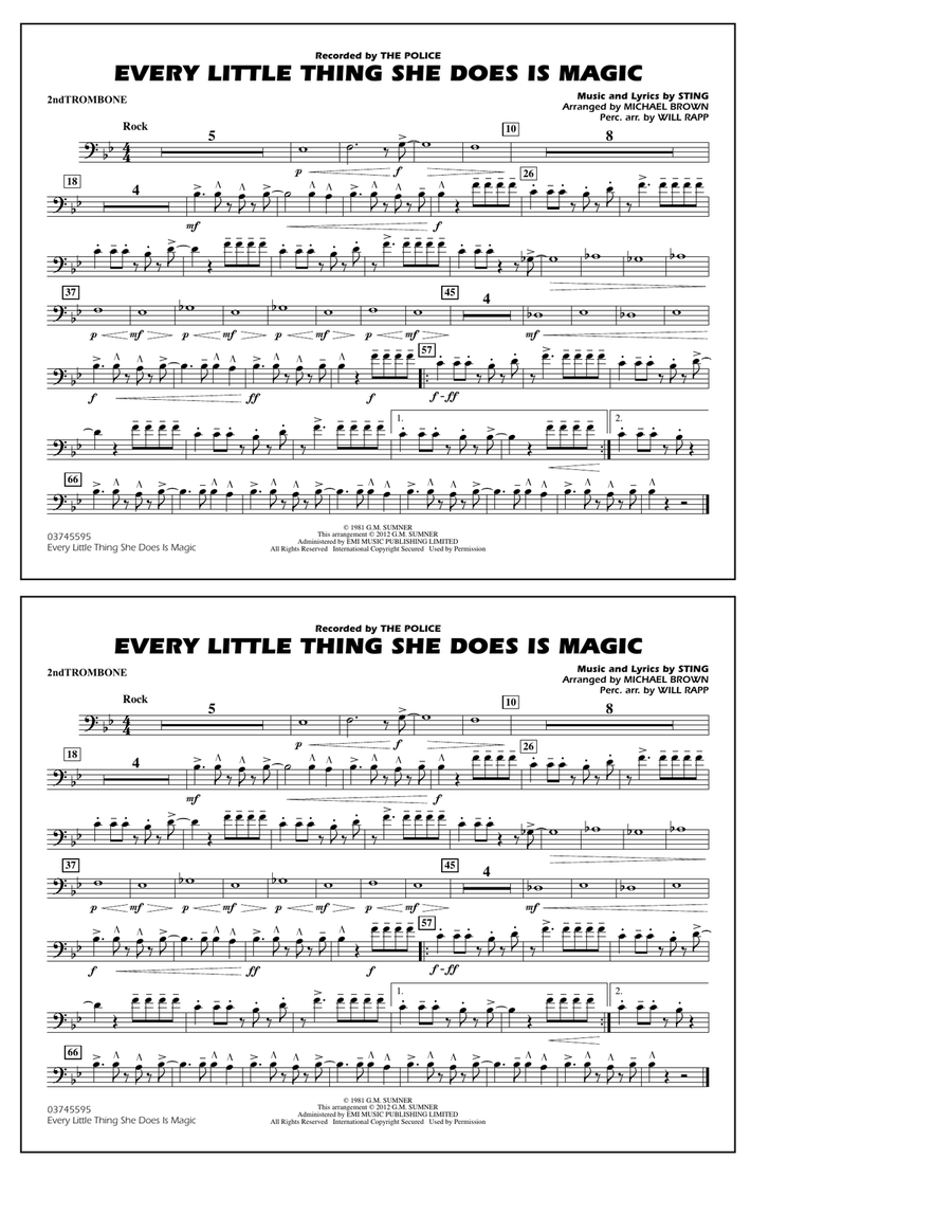 Every Little Thing She Does Is Magic - 2nd Trombone Marching Band scores gallery preview page 1