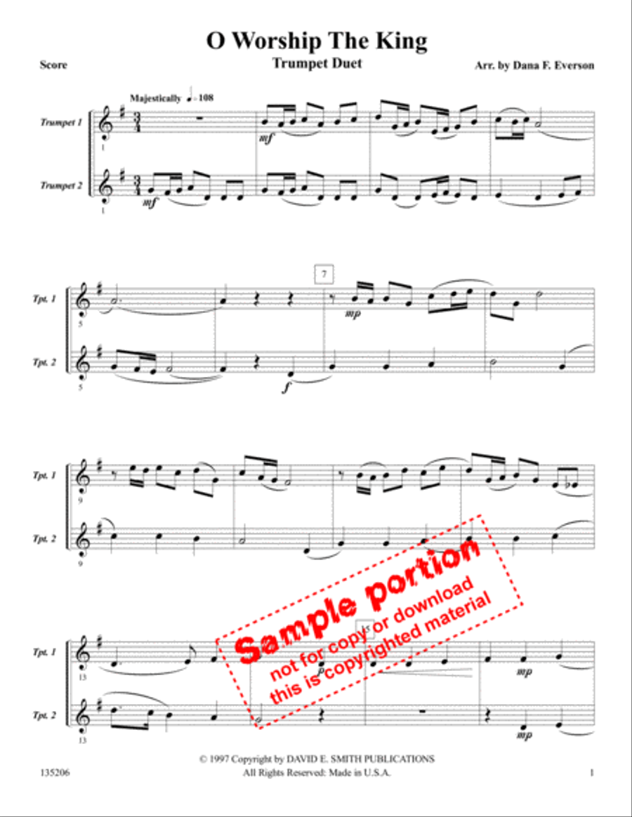O Worship The King Brass Duet scores gallery preview page 2