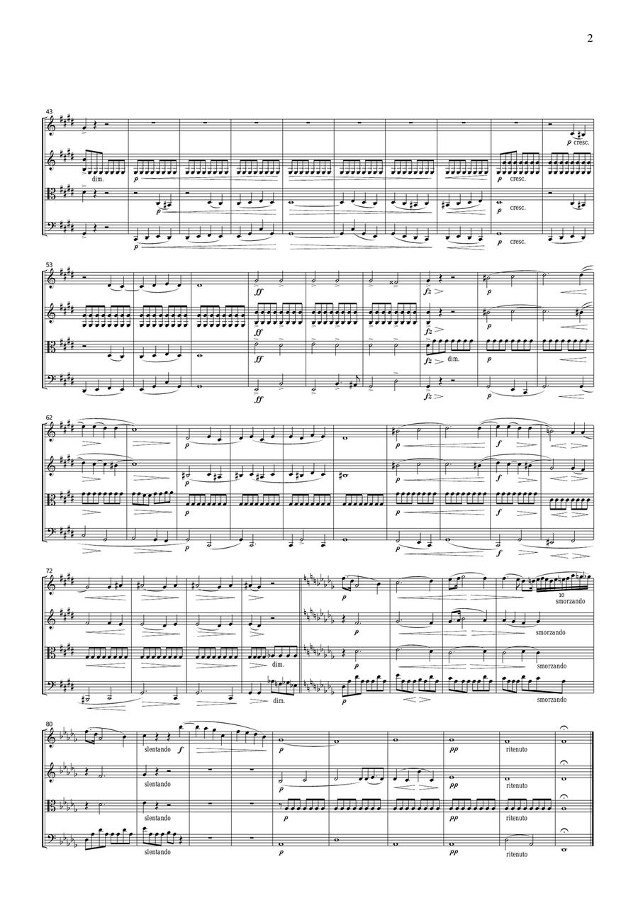 Chopin Raindrop (Prelude Op.28, No.15), for string quartet, CC003 String Quartet scores gallery preview page 2