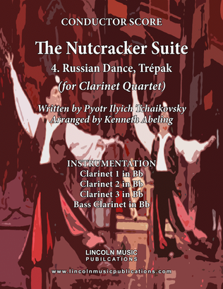 Book cover for The Nutcracker Suite - 4. Russian Dance, Trépak (for Clarinet Quartet)