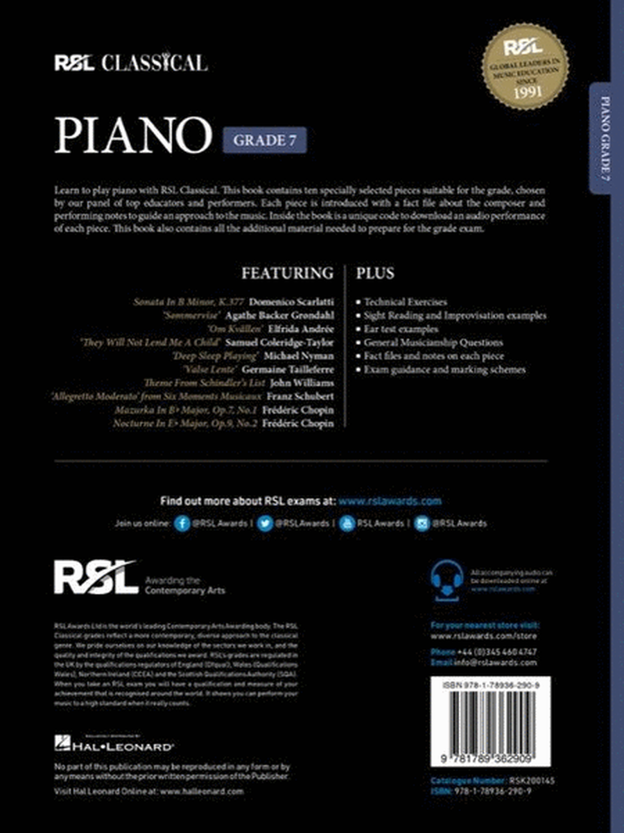 RSL Classical Piano Grade 7 (2021)