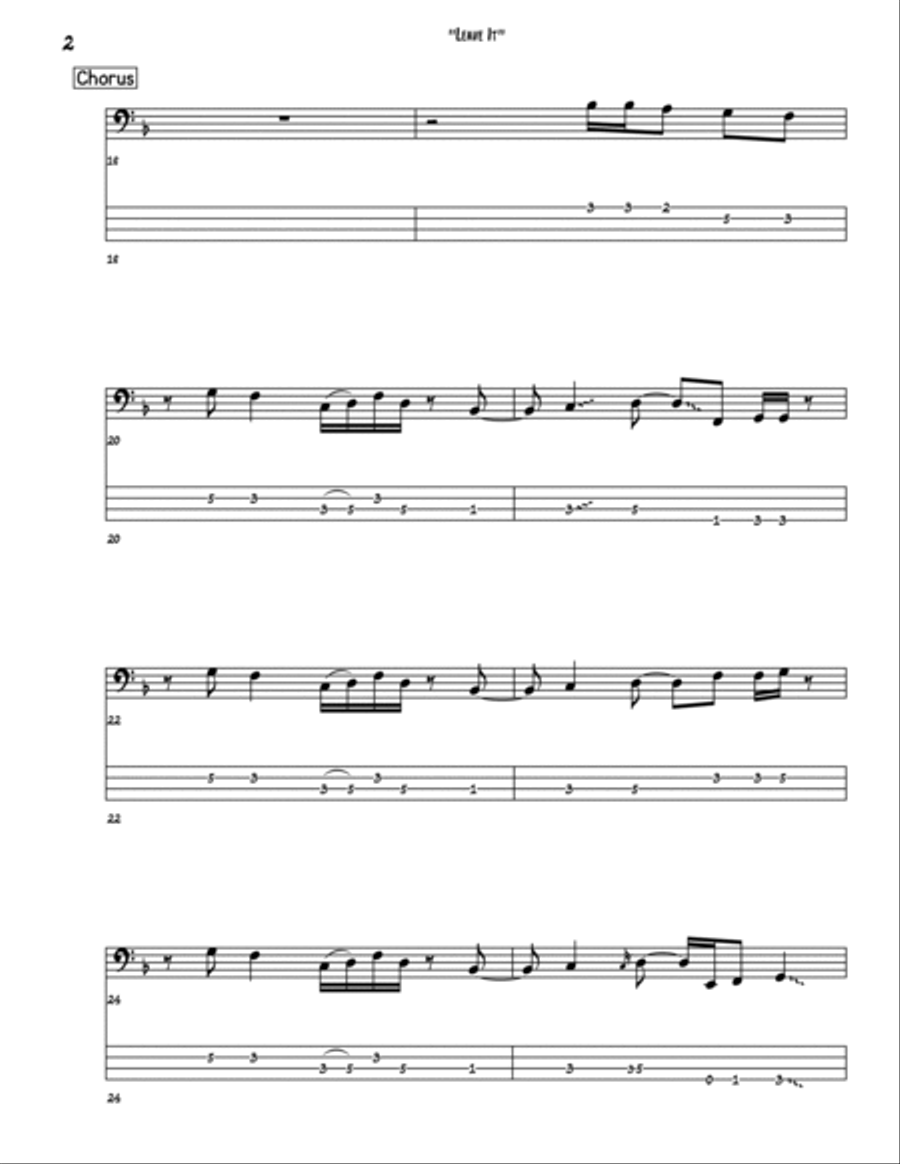 Leave It Bass Guitar scores gallery preview page 2