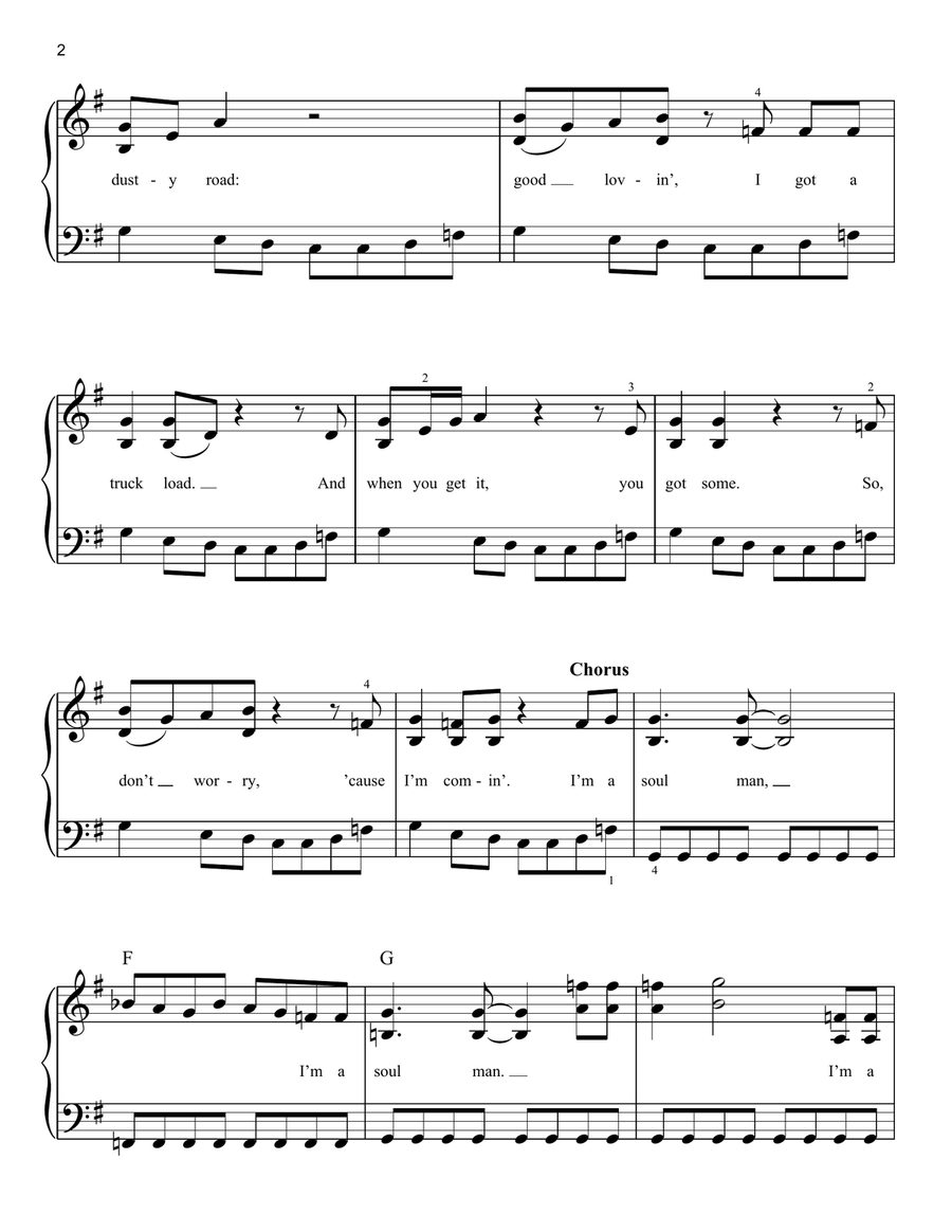 Soul Man Easy Piano scores gallery preview page 2