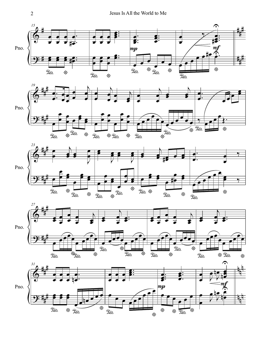 Jesus Is All the World to Me Piano Solo scores gallery preview page 3